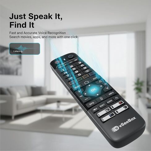 vSeeBox V6 max جهاز التحكم عن بعد لصندوق التلفاز البديل بإضاءة خلفية ذكية بلوتوث للأوامر الصوتية Android in Kuwait