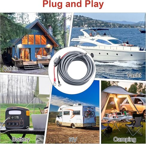 كابل طاقة Starlink Mini Direct للبطارية 16AWG O-Ring Terminal إلى DC موصلات تمديد كابل شحن لـ Starlink Mini، مع مصهر 10A/15A وصندوق مصهر للمركبات البحرية للقوارب RV بطول 20 قدمًا in Kuwait