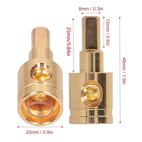 Ejoyous 2pcs 0GA Wire Reducer Terminal Connector, Pure Copper Gold Plated 1/0 Gauge to 4 Gauge Wire Reducer, for Car Audio Amplifier Modification in Kuwait