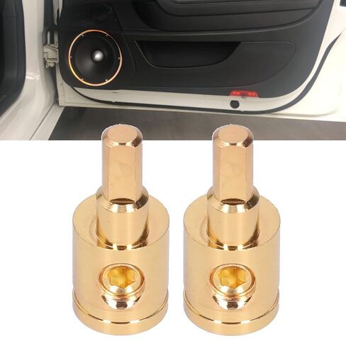 Ejoyous 2pcs 0GA Wire Reducer Terminal Connector, Pure Copper Gold Plated 1/0 Gauge to 4 Gauge Wire Reducer, for Car Audio Amplifier Modification in Kuwait