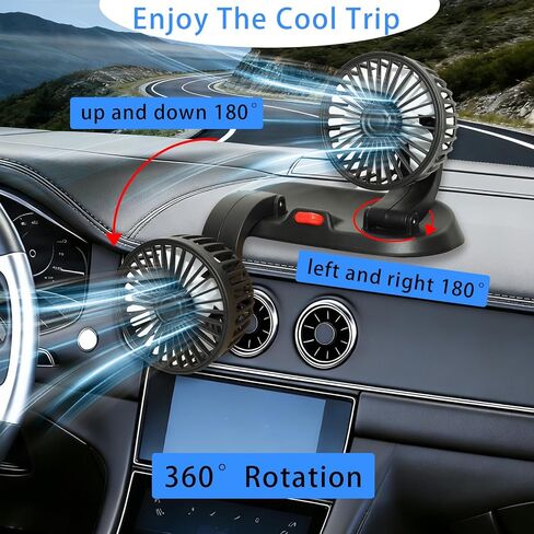 Dual Head Car Cooling Fan-2 Speeds, 360 Rotation, for Car Dashboard, Powerful Cooling Solution for SUV/RV/Truck/Sedan/Cruise/Office, USB Powered (2 Head 5V) in Saudi Arabia