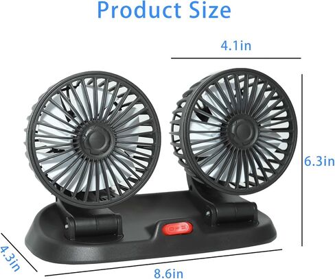 Dual Head Car Cooling Fan-2 Speeds, 360 Rotation, for Car Dashboard, Powerful Cooling Solution for SUV/RV/Truck/Sedan/Cruise/Office, USB Powered (2 Head 5V) in Saudi Arabia