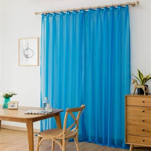 Solid Tulle Curtains for Living Room Bedroom Modern 2mx1m Transparent Curtain Multicolor Sheer Drapes Home Decoration (Yellowish Green) in Saudi Arabia