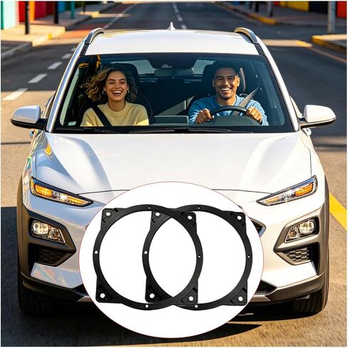 2PCS 6.5 Inch Front Door Speaker Adapter Spacer Rings Compatible with 2006-2020 Hyundai Genesis Sonata Elantra Tucson Azera Santa Fe KIA Forte Sedona NIRO in Kuwait