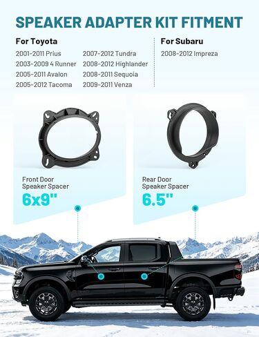 NuIth Car 6×9 بوصة أمامية + 6.5 بوصة طقم محول مكبر صوت للباب الخلفي لسيارة Toyota 03-09 4 Runner 05-11 Avalon 08-12 Highlander 09-11 Venza 08-11 Sequoia، فاصل حامل مكبر الصوت لتثبيت ما بعد البيع in Kuwait