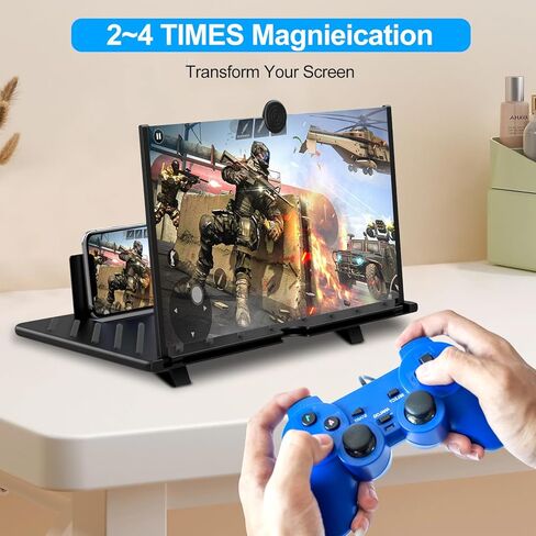 20" Phone Screen Magnifier, Screen Amplifier 3D HD Screen Projector with Foldable Stand, Phone Screen Magnifier for Watching Movies, Videos, Games and Reading, Compatible with All Phones (Black) in Kuwait