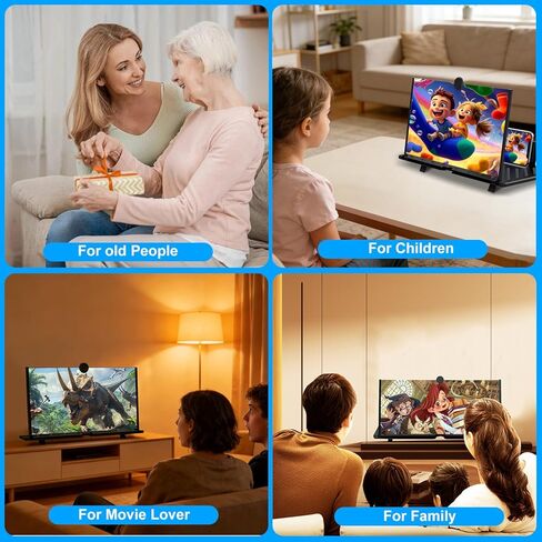 20" Phone Screen Magnifier, Screen Amplifier 3D HD Screen Projector with Foldable Stand, Phone Screen Magnifier for Watching Movies, Videos, Games and Reading, Compatible with All Phones (Black) in Kuwait