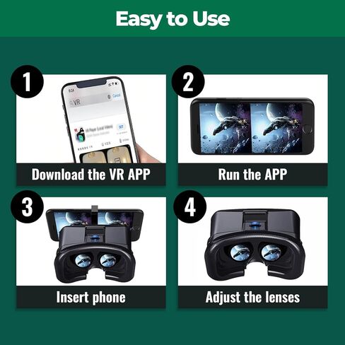 VR Headset for Phone with Controller, Anti-Blue Lens PD & Fl Adjustable Virtual Reality Goggles Set for Kids and Adults, Compatible with iPhone 16/15/14/13/12 Samsung Android 4.5-6.7" in Kuwait