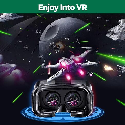 سماعة رأس VR للهاتف مع وحدة تحكم، مجموعة نظارات الواقع الافتراضي PD & Fl المضادة للزرقاء قابلة للتعديل للأطفال والكبار، متوافقة مع iPhone 16/15/14/13/12 وSamsung Android 4.5-6.7" in Saudi Arabia