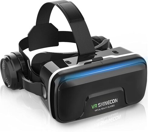 VR Headset with Built-in Headphones, 120° FOV Aspheric Lenses for 4.7-7" Smartphones, 3D VR Glasses Adjustable Focus/IPD, Compatible iPhone Android in Kuwait