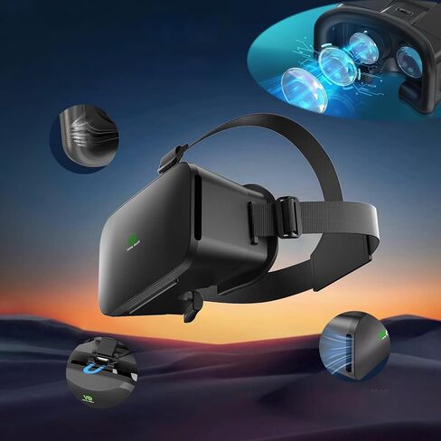 سماعة رأس VR ثلاثية الأبعاد، نظارات الواقع الافتراضي ثلاثية الأبعاد، خوذات سماعة رأس ثلاثية الأبعاد مضادة للضوء الأزرق قابلة للتعديل لهواتف iPhone أو Android متوافقة مع 4.5 بوصة إلى 6.7 بوصة in Kuwait