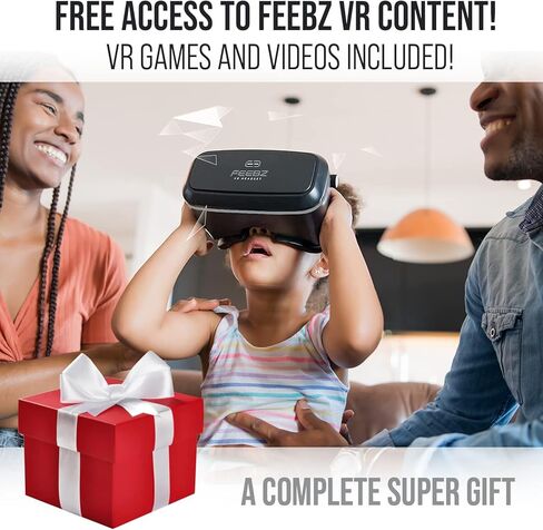 سماعة رأس FEEBZ ثلاثية الأبعاد VR للأطفال 2.0 + جهاز تحكم عن بعد يعمل بنظام Android - لهواتف iPhone وAndroid | مع روابط تطبيقات وفيديوهات الواقع الافتراضي ثلاثية الأبعاد | مجموعة نظارات الواقع الافتراضي للمبتدئين in Kuwait
