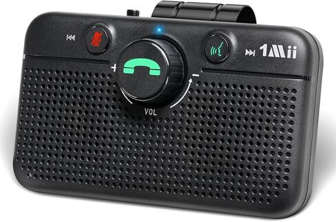 1Mii CarEcho MK02 سماعات بلوتوث 6.0 للسيارة، مجموعة بلوتوث للمكالمات بدون استخدام اليدين، وقت تشغيل 35 ساعة، دعم مساعد Siri Google، مكبر صوت سيارة لاسلكي 5 وات مع مشبك قناع، تشغيل تلقائي - ترقية in Kuwait
