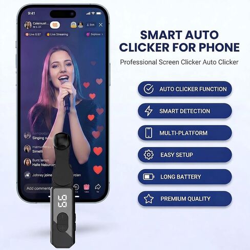 أداة النقر التلقائي على الشاشة القابلة لإعادة الشحن لـ Tiktok Live، 107 سرعات، أداة النقر التلقائي لأجهزة iPhone iPad Android - Tiktok Tapper & Tapper لـ Tiktok in Kuwait