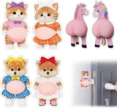 ملصقات 3D Shiba Inu Dog Belly، 3 أزواج من الملصقات المضادة للتصادمات للبطن، ملصقات بطن القطة، ملصق مضاد للتصادمات من السيليكون فائق النعومة للهواتف والدفتر والجدران والأبواب (وردي-1) in Kuwait
