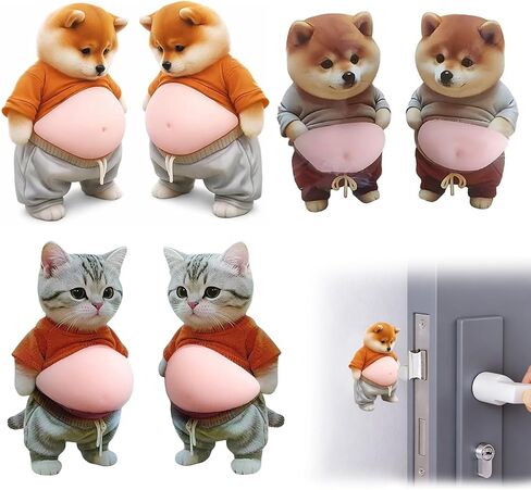 3D Shiba Inu Dog Belly Stickers, 3 Pairs Dimensional Belly Anti-Collision Sticker, Cat Belly Stickers, Super Soft Silicone Anti-Collision Sticker for Phones, Notebook, Walls and Doors (Pink-1) in Saudi Arabia