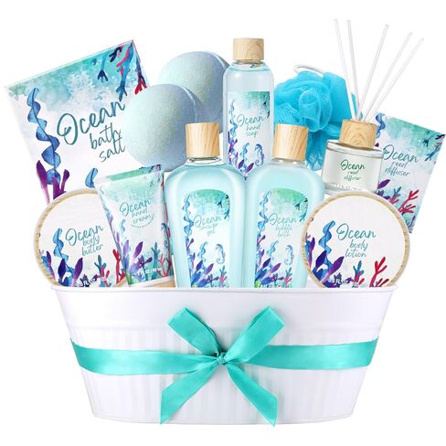 Gift Baskets for Women, Body & Earth Spa Basket Gifts for Women, Lily 10pc Spa Kit Gift Set, Bath Set, Self Care Gifts, Birthday Gifts for Mom in Kuwait