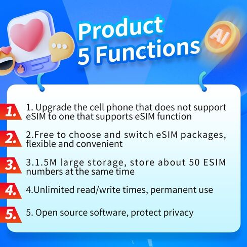 بطاقة الكتابة eSIM المادية V3، ملف تعريف تنزيل غير محدود للهاتف المحمول، متوافق مع الهواتف المحمولة غير المؤمنة، دعم قائمة STK، تبديل تطبيق Android، إدارة ملف التعريف المتوافق (بطاقة eSIM فقط) in Kuwait