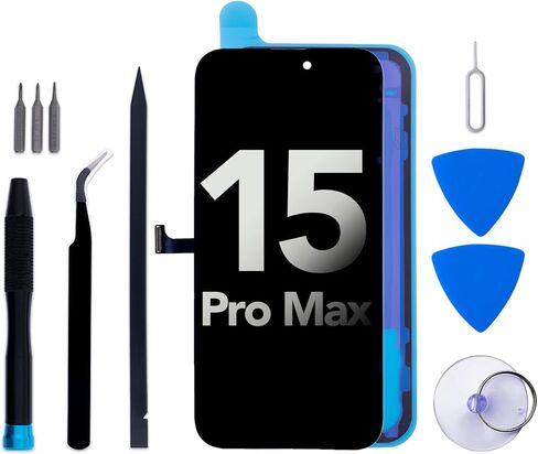 مجموعة استبدال شاشة iPhone 14 Pro Max، شاشة LCD 6.7 بوصة، مجموعة رقمية تعمل باللمس ثلاثية الأبعاد مع إطار لاصق وأدوات إصلاح متوافقة مع A2651 A2893 A2896 A2895 A2894 in Kuwait