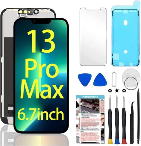 لشاشة iPhone 14 Pro Max البديلة مقاس 6.7 بوصة، مجموعة محول رقمي لشاشة LCD تعمل باللمس ثلاثية الأبعاد مع أدوات إصلاح، متوافقة مع الطراز A2894، A2651، A2893، A2896، A2895 in Kuwait