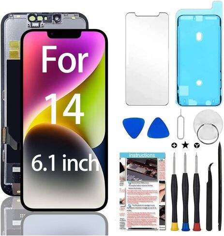 لشاشة iPhone 14 Pro Max البديلة مقاس 6.7 بوصة، مجموعة محول رقمي لشاشة LCD تعمل باللمس ثلاثية الأبعاد مع أدوات إصلاح، متوافقة مع الطراز A2894، A2651، A2893، A2896، A2895 in Kuwait