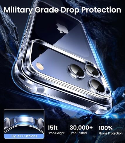 حافظة Mkeke لهاتف iPhone 17 Pro Max شفافة، [ليست صفراء] [حماية من السقوط من الدرجة العسكرية] حافظة شفافة لهاتف Apple 17 Pro Max مع ممتص للصدمات 2025 in Kuwait