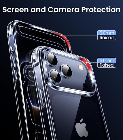 حافظة Mkeke لهاتف iPhone 17 Pro Max شفافة، [ليست صفراء] [حماية من السقوط من الدرجة العسكرية] حافظة شفافة لهاتف Apple 17 Pro Max مع ممتص للصدمات 2025 in Kuwait