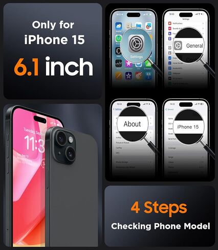SPIDERCASE for iPhone 15 Case, Magnetic Translucent Matte Case with 2PCS Tempered Glass Screen Protector Slim Phone Case for iPhone 15 6.1'', Black in Kuwait