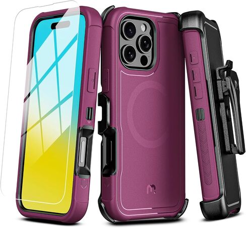 M MYBAT PRO for iPhone 17 Pro Max Case with Belt Clip Holster, Maverick Series 17 Pro Max Case[Compatible with Magsafe] w/Screen Protector,Anti-Drop,with 360°Rotating Kickstand,Heavy Duty Protection in Saudi Arabia