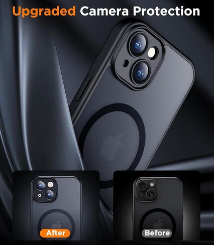 SPIDERCASE for iPhone 15 Case, Magnetic Translucent Matte Case with 2PCS Tempered Glass Screen Protector Slim Phone Case for iPhone 15 6.1'', Black in Kuwait