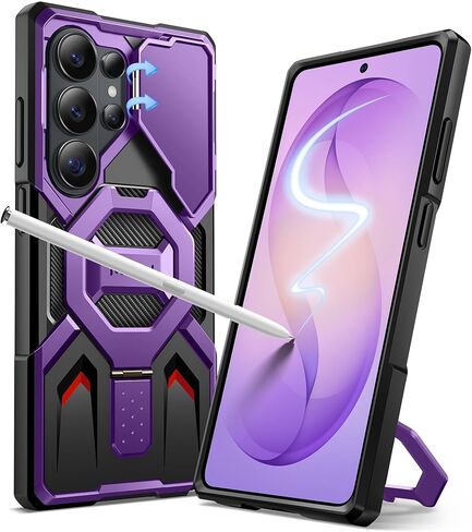 حافظة TONGATE لهاتف Samsung Galaxy S26 Ultra مع حامل مغناطيسي، متوافقة مع MagSafe [غطاء كاميرا مدمج وحامل حلقي] [حماية من الدرجة العسكرية] حافظة هاتف متينة مضادة للانزلاق لهاتف S26 Ultra، أسود in Kuwait