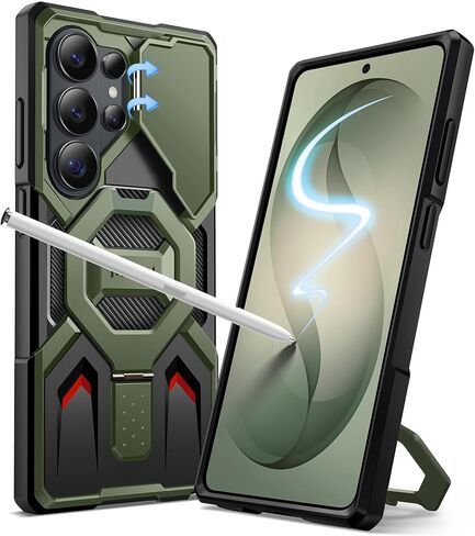 حافظة TONGATE لهاتف Samsung Galaxy S26 Ultra مع حامل مغناطيسي، متوافقة مع MagSafe [غطاء كاميرا مدمج وحامل حلقي] [حماية من الدرجة العسكرية] حافظة هاتف متينة مضادة للانزلاق لهاتف S26 Ultra، أسود in Kuwait
