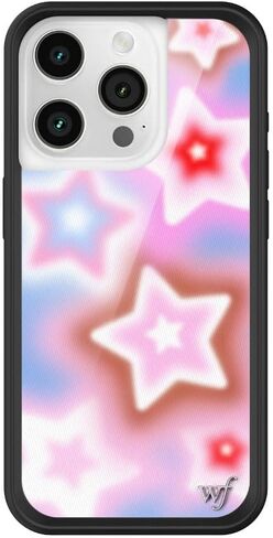 Wildflower Cases - Compatible with iPhone 15 Pro | Protective Black Bumper, 6.5ft Drop Test Certified, Women Owned Small Business | Blue Pink White Stars Modern Trendy | Dream Star in Saudi Arabia