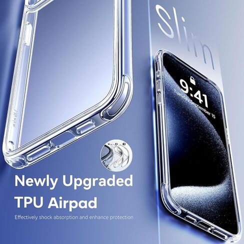 حافظة Mkeke لهاتف iPhone 15 Pro شفافة، [ليست صفراء] [حماية من الدرجة العسكرية] حافظات هاتف رفيعة مضادة للصدمات لهاتف iPhone 15 Pro 2023 in Kuwait