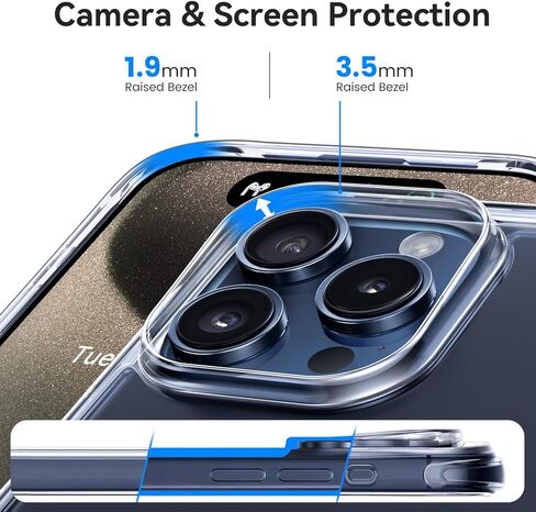 حافظة Mkeke لهاتف iPhone 15 Pro شفافة، [ليست صفراء] [حماية من الدرجة العسكرية] حافظات هاتف رفيعة مضادة للصدمات لهاتف iPhone 15 Pro 2023 in Kuwait