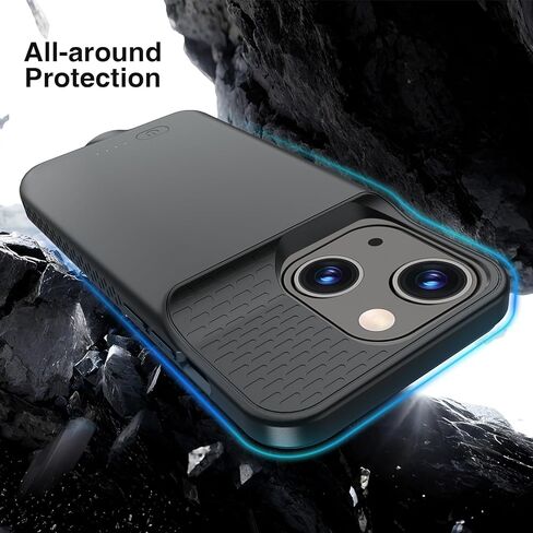 حافظة بطارية GIN FOXI لهاتف iPhone 15 Pro/15، حافظة قابلة لإعادة الشحن بقوة 15 وات شاحن شحن سريع حقيقي 7000 مللي أمبير في الساعة حماية فائقة النحافة ضد السقوط شاحن ممتد لهاتف iPhone 15 & 15 Pro أسود in Kuwait