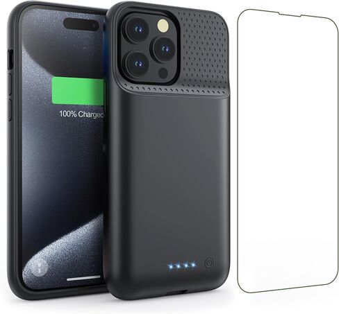 Battery Case for iPhone 15Pro Max, Upgrade 8600mah Portable Slim Battery Charging Case, 15W Fast Charging Rechargeable Protective Extended Charger Cover for iPhone 15 Pro Max (6.7 inch)-Black in Saudi Arabia