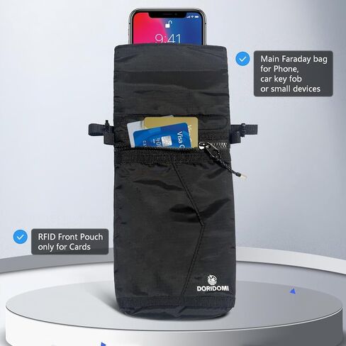 حقيبة فاراداي للهاتف، حقيبة حجب الإشارة، حقيبة حجب RFID للهاتف الخلوي ومفتاح التشغيل، حافظة حماية للإشارة الخلوية بتقنية GPS WiFi Bluetooth، خصوصية السفر وحماية البيانات اليومية باللون الأسود in Kuwait