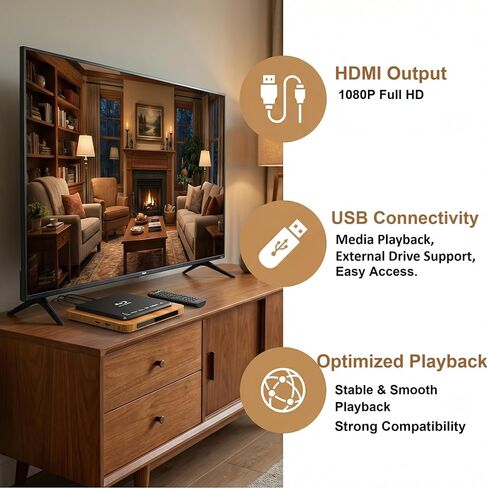 مشغل بلو راي بدقة 1080 بكسل عالي الدقة مع HDMI وAV، دولبي ديجيتال، تشغيل USB، منطقة A1 بلو راي ودعم DVD لجميع المناطق، يتضمن جهاز التحكم عن بعد والكابلات in Kuwait