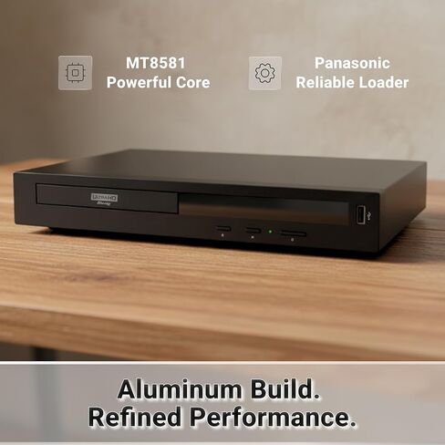 مشغل Blu-ray Krovatar 4K UHD مع Dolby Vision وHDR10+، ووظيفة Bluetooth وكابل HDMI مضمن. دعم 2K Blu-ray، و3D Blu-ray، وترقية 4K، وUHD Blu-ray، وSACD، وDVD، وتشغيل الأقراص المضغوطة in Kuwait