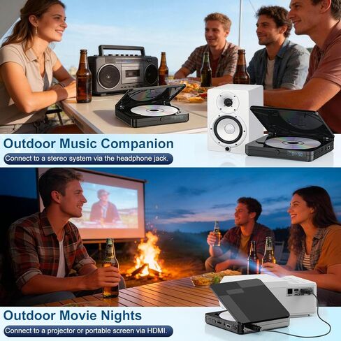 مشغل DVD صغير مع جهاز تحكم عن بعد - مشغل DVD صغير الحجم بدقة 1080 بكسل HD مجاني لجميع المناطق للتلفزيون الذكي وجهاز العرض، يتميز بمخرج HDMI، ومقبس سماعة الرأس، ومدخل USB 2.0، ودعم PAL/NTSC in Kuwait