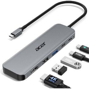 Acer USB C Hub, 5-in-1 USBC to HDMI Adapter with 4K@60Hz, 100W Power Delivery, USB-C 5Gbps & USB-A 3.0 Data Ports, USBC Splitter Docking Station for MacBook Neo/Pro/Air, iPad Pro, iPhone 17 Pro Max in Kuwait