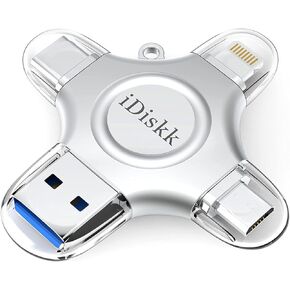 iDiskk MFi Photo Stick 1TB Flash Drive to Auto Backup Videos/Photo/Files | External photo storage to Auto Backup Videos/Photos/Files for iPhone/iPad/Android/PC/Mac,4in1 Memory Stick,Zinc Alloy in Saudi Arabia
