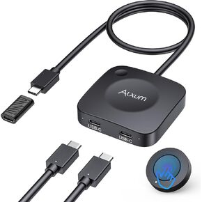 Alxum 20 جيجابت في الثانية USB C Switch 2 جهاز كمبيوتر، محول USB-C لشاشة USB-C/Thunderbolt 4 أو قاعدة توصيل، شاشة 8K@30 هرتز/4K@144 هرتز، شحن PD 3.1 140 واط، مفتاح USB-C مع جهاز تحكم عن بعد، أجهزة الكمبيوتر المحمولة المحمولة المخصصة للألعاب، الهواتف اللوح in Kuwait