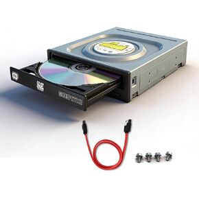 محرك أقراص ضوئي مدمج 24X للكمبيوتر الشخصي وناسخ أقراص هيكل البرج، DVD/CD قراءة/كتابة محرك أقراص DVD، ناسخ أقراص مضغوطة بواجهة SATA 5.25 متوافق مع Windows 7/8/10/11/ XP Linux macOS in Kuwait