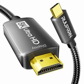 كابل USB-C إلى HDMI 2.1 3.3FT، 8K@60 هرتز، 4K@240 هرتز/144 هرتز/120 هرتز، 48 جيجابت في الثانية Thunderbolt 5/4/3 النوع C إلى HDMI 8K سلك مجدول، يدعم HDR HDCP2.3 لهاتف iPhone 17، MacBook Pro/Air iPad، Galaxy S26، Pixel 9، XPS in Kuwait