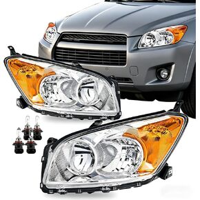 Headlight Assembly Compatible with 2009-2012 Toyota RAV4 Headlamp Black Housing Replacement Pair Left and Right in Saudi Arabia