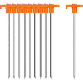 FEED GARDEN Heavy Duty Tent Stakes 7 Inch - 10 Pack Galvanized Steel Ground Anchors for Camping Tents, Canopy, Tarp - Rust Resistant Metal Pegs with High Visibility Orange Head in Saudi Arabia