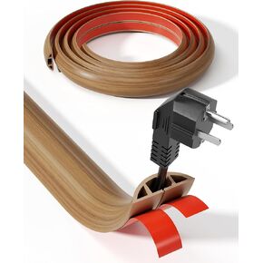 YECAYE 5ft Cord Cover, Wood Grain Cord Covers for Wires on Floor, Self-Adhesive Floor Cable Protector, Anti-Trip Extension Cable Hider, Easy Cut Wires Protector, Suitable for Home & Office,Brown Wood in Saudi Arabia