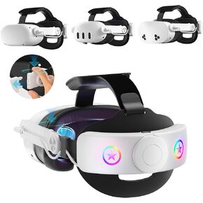 VR Head Set Strap with 10000mAh Battery for Meta Quest 3/3S - Patented One-Click Release, Adjustable Detachable Design Compatible with Quest 2 3/3S, Balanced and Comfortable VR Gaming in Saudi Arabia